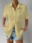 Blouses Femmes Décontracté Plain Été Polyester Boutonné Quotidien Manches Courtes Régulier CE