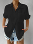Blouses Femmes Décontracté Plain Été Polyester Boutonné Quotidien Manches Courtes Régulier CE