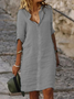Robes Femmes Plain Été en Lin Boutonné Quotidien Court Coton T.-N.-L. Non