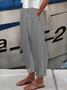 Pantalons Femmes Toutes Les Saisons en Lin Classique Géométrie Boutonné Ample Bande Élastique Polyester Coton Pantalon navet Régulier