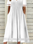 Robes Décontracté Plain Été Micro-élasticité Mi-longue Polyester Coton Manches Courtes Entaillé Régulier pour Femmes