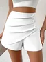 Shorts Décontracté Plain Été Polyester Naturel Micro-élasticité Ample Droit Régulier pour Femmes