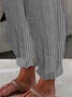 Pantalons Femmes Toutes Les Saisons en Lin Classique Géométrie Boutonné Ample Bande Élastique Polyester Coton Pantalon navet Régulier