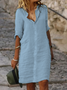 Robes Femmes Plain Été en Lin Boutonné Quotidien Court Coton T.-N.-L. Non