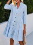Robes Décontracté Été Plaid Polyester Col Montant Micro-élasticité Ample Standard Tunique pour Femmes
