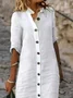 Robes Décontracté Plain Printemps / Automne Ample Mi-longue Boutons Manches 3/4 Régulier Robe Chemise pour Femmes