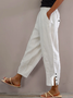 Pantalons Femmes Plain Toutes Les Saisons en Lin Naturel Bande Élastique Pantalon navet Ligne T Régulier T.-N.-L.