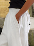 Pantalons Femmes Plain Toutes Les Saisons en Lin Naturel Bande Élastique Pantalon navet Ligne T Régulier T.-N.-L.