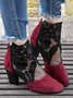 Bottes Femme Bloc de Couleur Été Élégant Dentelle Fête Faux Suède PU Caoutchouc Sandales Bottes