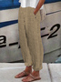 Pantalons Femmes Toutes Les Saisons en Lin Classique Géométrie Boutonné Ample Bande Élastique Polyester Coton Pantalon navet Régulier