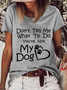 T-shirts Femmes Décontracté Été Chien Micro-élasticité Quotidien Ample Manches Courtes en Mélangé de Coton Régulier