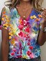 Chemises Décontracté Floral Été Boutonné Aucune élasticité Ample Jersey RS FF pour Femmes