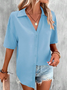 Blouses Femmes Décontracté Plain Été Polyester Ample Régulier Droit Régulier T.-N.-L.