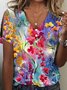 Chemises Décontracté Floral Été Boutonné Aucune élasticité Ample Jersey RS FF pour Femmes