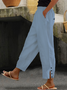 Pantalons Femmes Plain Toutes Les Saisons en Lin Naturel Bande Élastique Pantalon navet Ligne T Régulier T.-N.-L.