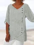 Décontracté Manches 3/4 Col V Tops de Grande Taille