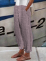 Pantalons Femmes Toutes Les Saisons en Lin Classique Géométrie Boutonné Ample Bande Élastique Polyester Coton Pantalon navet Régulier