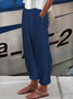 Pantalons Femmes Toutes Les Saisons en Lin Classique Géométrie Boutonné Ample Bande Élastique Polyester Coton Pantalon navet Régulier