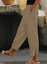 Pantalons Femmes Plain Toutes Les Saisons en Lin Naturel Bande Élastique Pantalon navet Ligne T Régulier T.-N.-L.