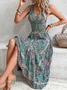 Robes Femmes Été Vacances anacardier Fleurs Polyester Naturel Aucune élasticité Trapèze Adapté & Éclater Robe SV