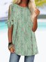 Chemises Floral Été Vacances Vacances Jersey Manches Courtes Col Rond Mi-long FF pour Femmes