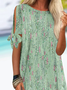 Chemises Floral Été Vacances Vacances Jersey Manches Courtes Col Rond Mi-long FF pour Femmes