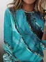 T-Chemise Décontracté Abstrait Automne Léger Ample Jersey Standard Manches Longues H-ligne pour Femmes