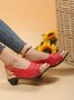 Sandales Vintage Plaine Été Quotidien Bout Rond PU Pu Boucle Réglable Sandales à Talons Chunky pour Femmes