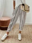 Pantalons Femmes Rayé Décontracté Toutes Les Saisons Polyester Naturel Aucune élasticité Quotidien Long Droit
