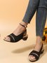 Sandales Vintage Plaine Été Quotidien Bout Rond PU Pu Boucle Réglable Sandales à Talons Chunky pour Femmes