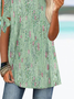 Chemises Floral Été Vacances Vacances Jersey Manches Courtes Col Rond Mi-long FF pour Femmes