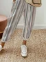 Pantalons Femmes Rayé Décontracté Toutes Les Saisons Polyester Naturel Aucune élasticité Quotidien Long Droit
