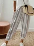 Pantalons Femmes Rayé Décontracté Toutes Les Saisons Polyester Naturel Aucune élasticité Quotidien Long Droit