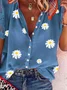 Blouses Femmes Floral Été Vacances Polyester Col Montant Manches Courtes Droit Régulier SV