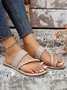 Sandales Antidérapantes Femmes Décontracté Plain Été Toit ouvert Toile de Jean PU Sandales Antidérapantes Caoutchouc Antidérapant