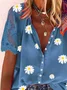 Blouses Femmes Floral Été Vacances Polyester Col Montant Manches Courtes Droit Régulier SV