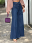 Jeans Plain Toutes Les Saisons Urbain Naturel Aucune élasticité Ample Long Trapèze Régulier pour Femmes