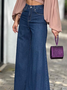 Jeans Plain Toutes Les Saisons Urbain Naturel Aucune élasticité Ample Long Trapèze Régulier pour Femmes