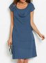 Robe à Volants Décontracté Plain Été Polyester Court Mancheron Boucle Droit Non pour Femmes