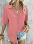 Blouses Femmes Décontracté Plain Été Polyester Ample Régulier Droit Régulier T.-N.-L.