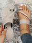 Sandales Antidérapantes Femmes Décontracté Plain Été Toit ouvert Toile de Jean PU Sandales Antidérapantes Caoutchouc Antidérapant