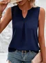Top Débardeur Tops Femmes Décontracté Plain Été Polyester Quotidien Sans Manches Entaillé Mi-long CE