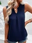Top Débardeur Tops Femmes Décontracté Plain Été Polyester Quotidien Sans Manches Entaillé Mi-long CE