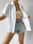 Blouses Femmes Décontracté Plain Été Polyester Boutonné Quotidien Manches Courtes Régulier CE