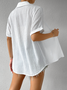 Blouses Femmes Décontracté Plain Été Polyester Boutonné Quotidien Manches Courtes Régulier CE