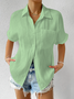 Blouses Femmes Décontracté Plain Été Polyester Boutonné Quotidien Manches Courtes Régulier CE