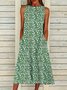 Vetement hippie chic de Grande Taille Sans Manches Col Rond Robes Florales