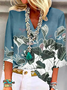 Chemises Décontracté Floral Printemps / Automne Polyester Col V Aucune élasticité Quotidien Meilleure vente Manches 3/4 pour Femmes