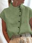 Blouses Plain Été en Lin Col Montant Naturel Aucune élasticité Régulier Régulier T.-N.-L. pour Femmes