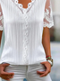 Chemises Décontracté Plain Été Polyester Naturel Liste préférée Manches Courtes Droit Régulier pour Femmes
